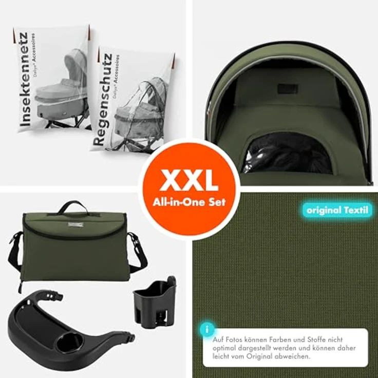 Daliya FLEXI-PRO M 2in1 Kombikinderwagen, klappbar mit Liegefunktion und höhenverstellbarem Schieber, olivgrün – Bild 3