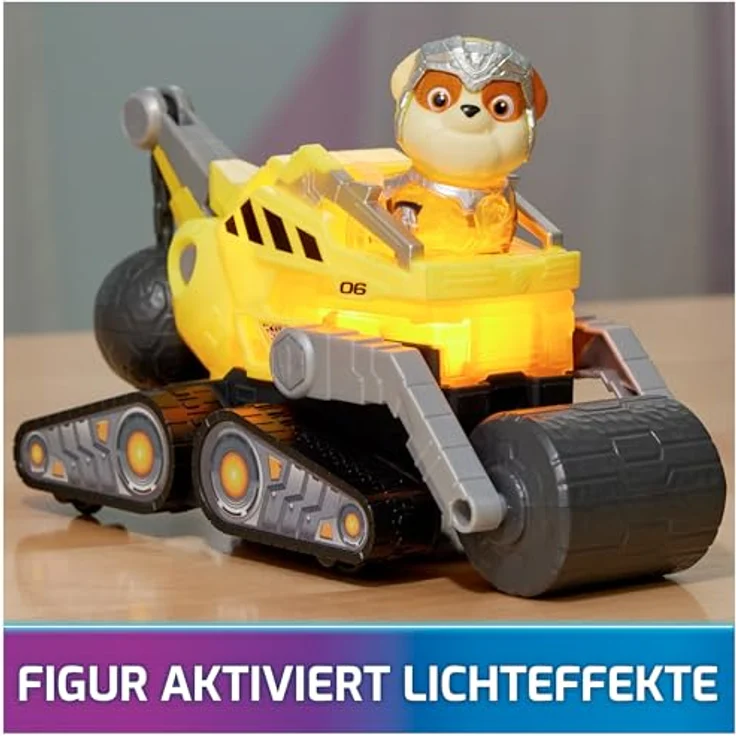 Spin Master PAW Patrol: Mighty Kinofilm Rubble Superhelden-Basisfahrzeug mit Licht- und Geräuscheffekten, inkl. 7 cm Welpenfigur, für Kinder ab 3 Jahren – Bild 3