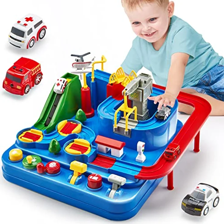 Auto Spielzeug ab 3 4 5 6 Jahre - Track Cars Spielzeug Autobahn Kinder für Kinder Jungen Mädchen über 3 Jahre, Abenteuer Autopark für Geschenk – Bild 2