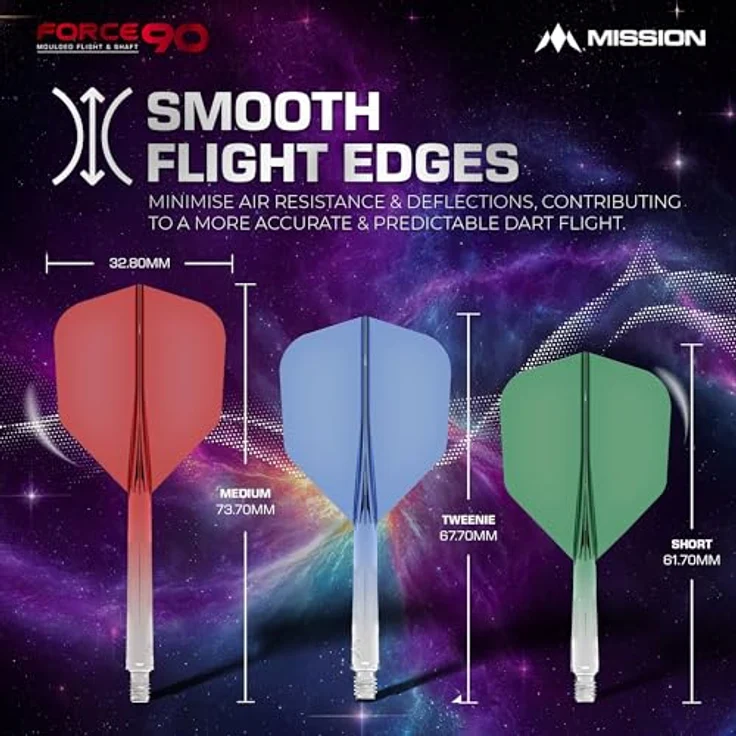 Mission Darts Force 90, integriertes Dart-Flight und Schaftsystem, Packung mit 3 langlebigen Standard Nr. 6 Darts, verschiedene Ausführungen erhältlich – Bild 4