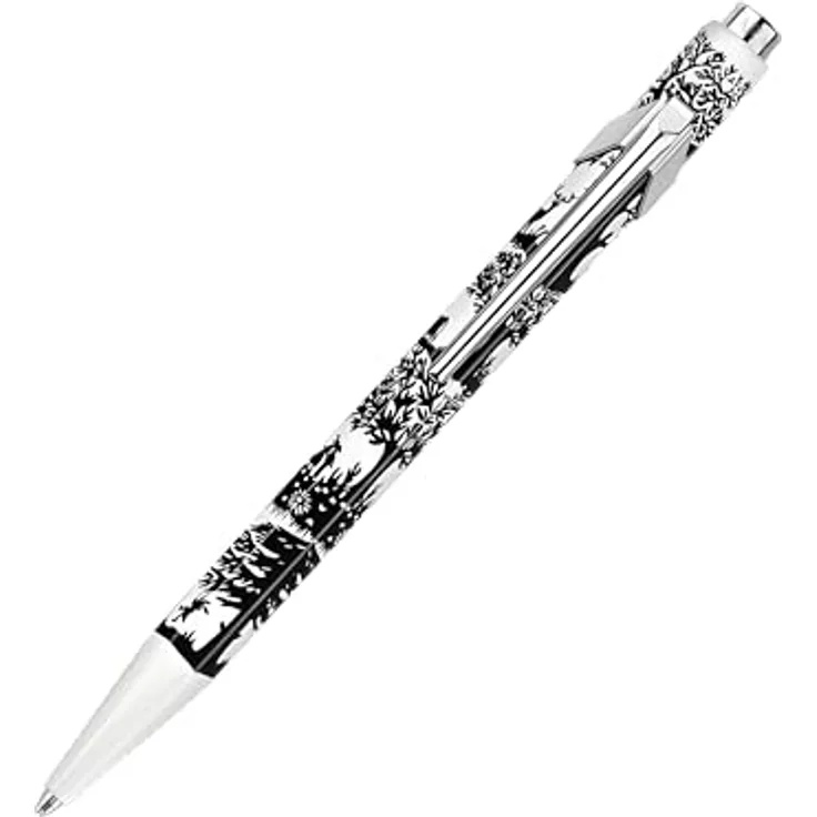 Caran d'Ache 849 Scherenschnitt, Kugelschreiber mit sechseckigem Aluminium-Schaft und Etui (Silber, Schwarz)