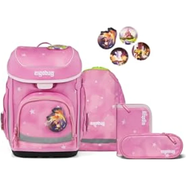 ergobag cubo Set, ergonomischer Schulranzen 5-teilig für 1. Klasse, höhenverstellbar, standfest und reflektierend, individuell gestaltbar, 28 x 40 x 25 cm – Bild 1