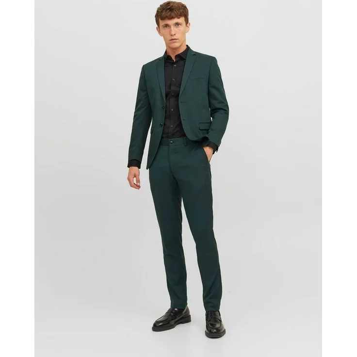 Jack & Jones Anzug JPRFRANCO SUIT NOOS, Darkest Spruce Super Slim Fit, Modisch, Polyester-Viskose-Elasthan-Gemisch
