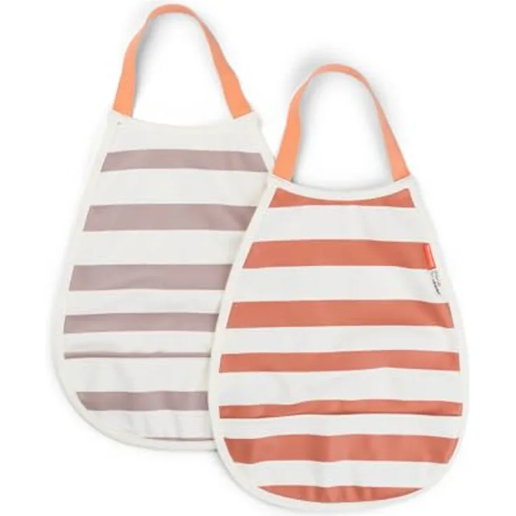 Done by Deer Pull-over Lätzchen 2er Pack Stripes Papaya/Rosa