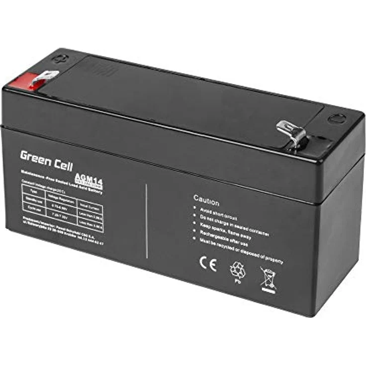 Green Cell® AGM Bleiakku Batterie (6V 3.2Ah VRLA Faston F1), wartungsfreier, zyklenfester Ersatzakku für Solar- und Photovoltaikanwendungen, schwarz – Bild 3