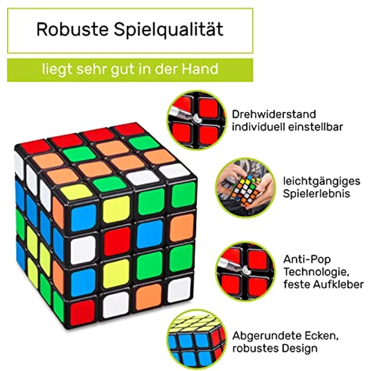 CUBIDI® Original Zauberwürfel 4x4 - Typ Los Angeles | Speed-Cube mit optimierten Dreheigenschaften | Magic Cube für Anfänger und Fortgeschrittene | mit aufgeklebten Farb-Sticker – Bild 9
