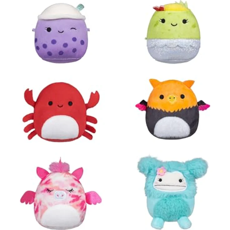 Squishmallows Micromallows SQMM0068-6er-Pack, superweiche 6.5 cm Mini-Plüschfiguren, inklusive Myrna, Henley, Anjara, Carlos, Joelle und Poplina – Bild 1