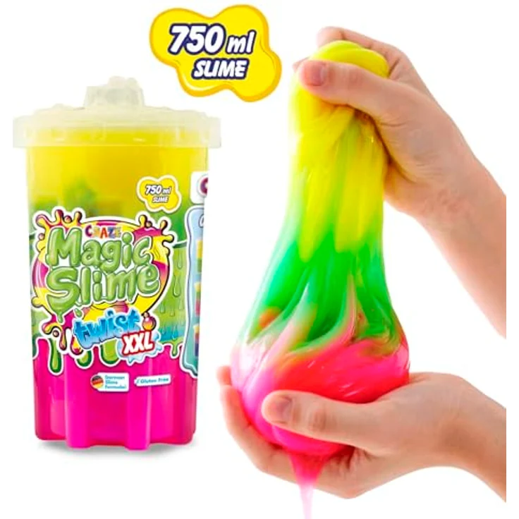 CRAZE Magic Slime Twist XXL, Mehrfarbiger Experimentierschleim 750 ml in neon und metallic, Sicher und giftstofffrei, Überraschungsfarbe – Bild 4