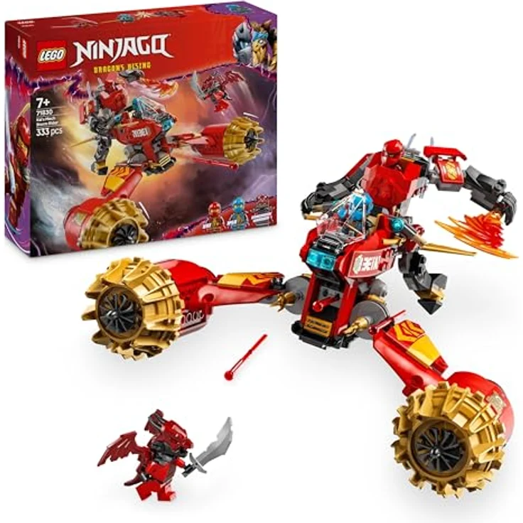 LEGO NINJAGO Kais Sturmreiter-Mech - Fliegendes Motorrad Spielzeug mit 3 Minifiguren - Mech mit beweglichem Kopf, Armen und Beinen - Bauspielzeug - Geschenk für Jungen & Mädchen ab 7 Jahren 71830 - Ninja-Kombi-Mech, aufteilbar in 2 Modelle – Bild 1