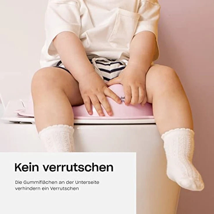 Hylat Baby Toilettensitz Kinder hilfreich beim Toilettentraining, für Mädchen und Jungen, solides Material, Antirutsch Gummi, Farbe:rosa, Motiv:Hug me, Marke:Hylat Baby – Bild 2
