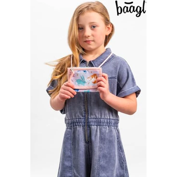 Baagl Brustbeutel Mädchen Geldbörse Kinder Mini Portemonnaie - Bunny, verstellbares Umhängeband, recyceltes Polyester, 14 × 10 cm – Bild 5