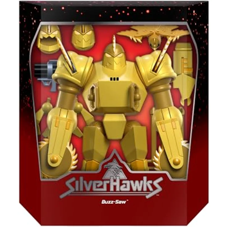 Super7 SilverHawks Buzz-Saw Figur, 20,3 cm mit Zubehör und hohen Details, klassische Sammlerstücke – Bild 2
