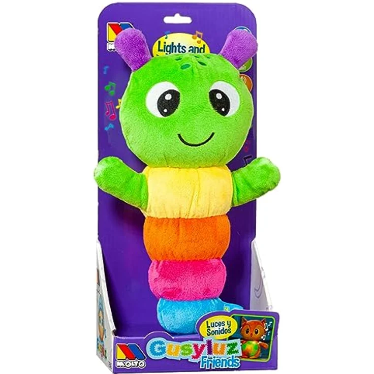 MOLTO Wurm gusyluz, Kuscheltier mit Lichtern und Melodien, ideal zum Schlafen und Spielen – Bild 3