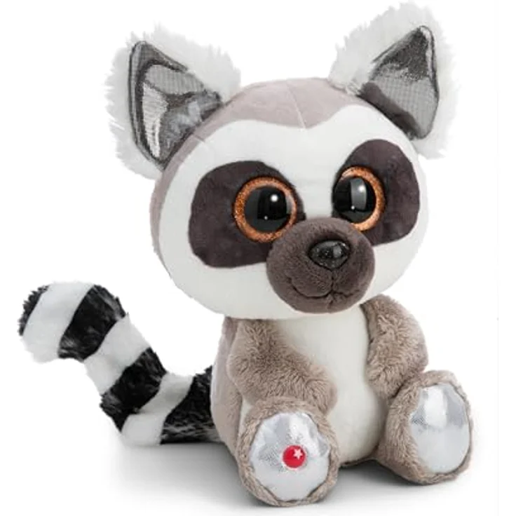 NICI Kuscheltier GLUBSCHIS Lemur King Lou 25cm weiß - Plüsch, Glitzeraugen, geringelter Schwanz - Geschenkidee – Bild 1