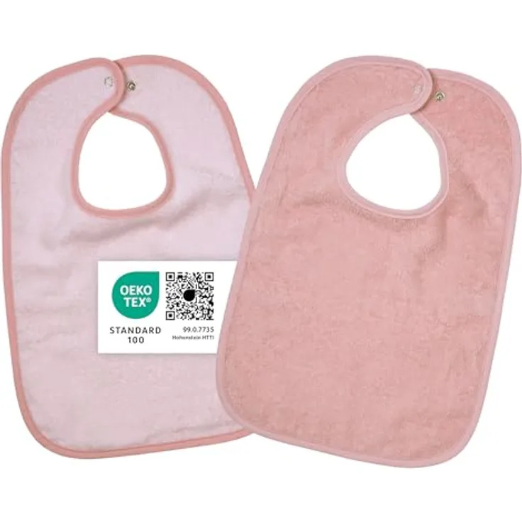 Wörner Riesen-Lätzchen Rosa, 2er Set mit Druckknopf, 100% Baumwolle, 30 x 45 cm