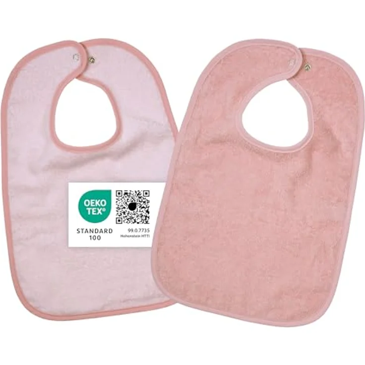 Wörner Riesen-Lätzchen Rosa, 2er Set mit Druckknopf, 100% Baumwolle, 30 x 45 cm – Bild 1