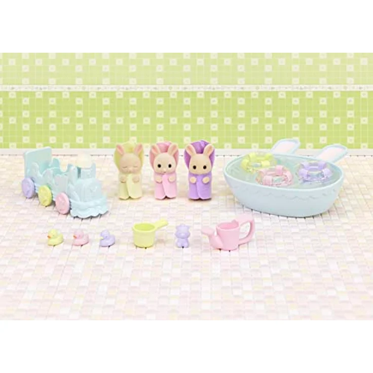 EPOCH Sylvanian Families 5707 Milchhasen Bade Spielset mit 3 Figuren, Badewanne und Spielzeug – Bild 8