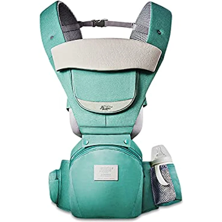 SONARIN Multifunktions 3-in-1 Babytrage mit Hüftsitz,Reine Baumwolle 3D Air Mesh Atmungsaktive Babytrage für Baby 0-36 Monate,Ergonomisch,Einstellbar,Alle Positionen,Bis zu 30 KG(Cyan) – Bild 2