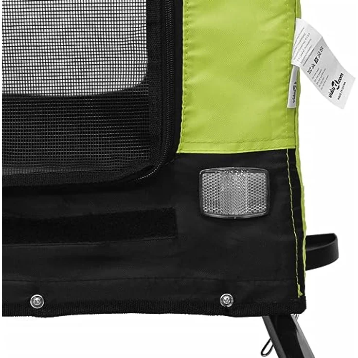 vidaXL Fahrradhundeanhänger Fahrradanhänger Hunde Grün und Schwarz Oxford-Gewebe & Eisen – Bild 5