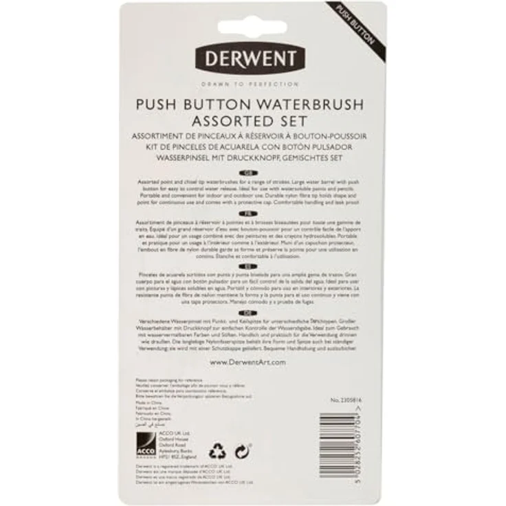 Derwent Push Button Waterbrush Assorted Set, Pinsel in verschiedenen Farben, ein Size – Bild 3