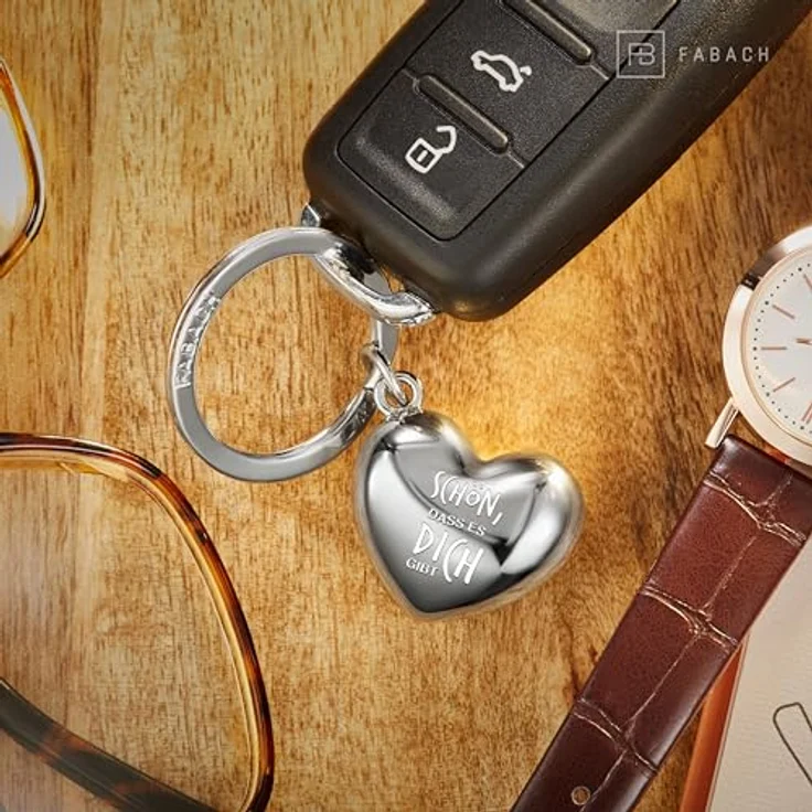 FABACH Liebe Schlüsselanhänger Herz mit Gravur - Herz Glücksbringer Schlüsselanhänger Freundin - Geschenk Liebe Glücksbringer Freundschaft - Beste Freundin Geschenk - Schön, dass es dich gibt – Bild 5