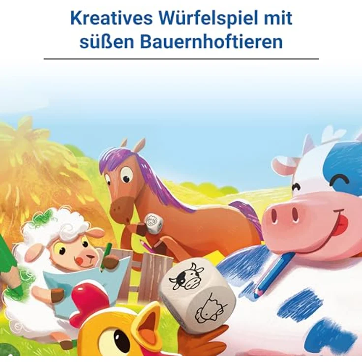 Ravensburger Kunterbunter Bauernhof 24761 - Würfelspiel zum Ausmalen für 1-4 Kinder ab 5 Jahren, inkl. hochwertiger Buntstifte – Bild 3