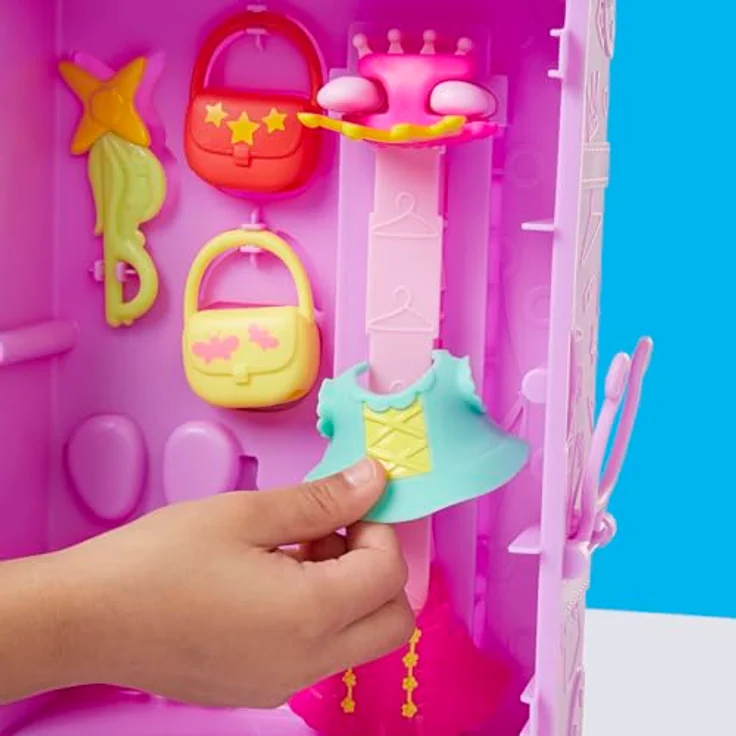 Hasbro Peppa Pig Peppas Anziehspaß-Kleiderschrank, Spielset mit 15 cm Peppa Figur, 14 Accessoires, drehbarem Ständer und Aufklebern,für Kinder ab 3 Jahren – Bild 5