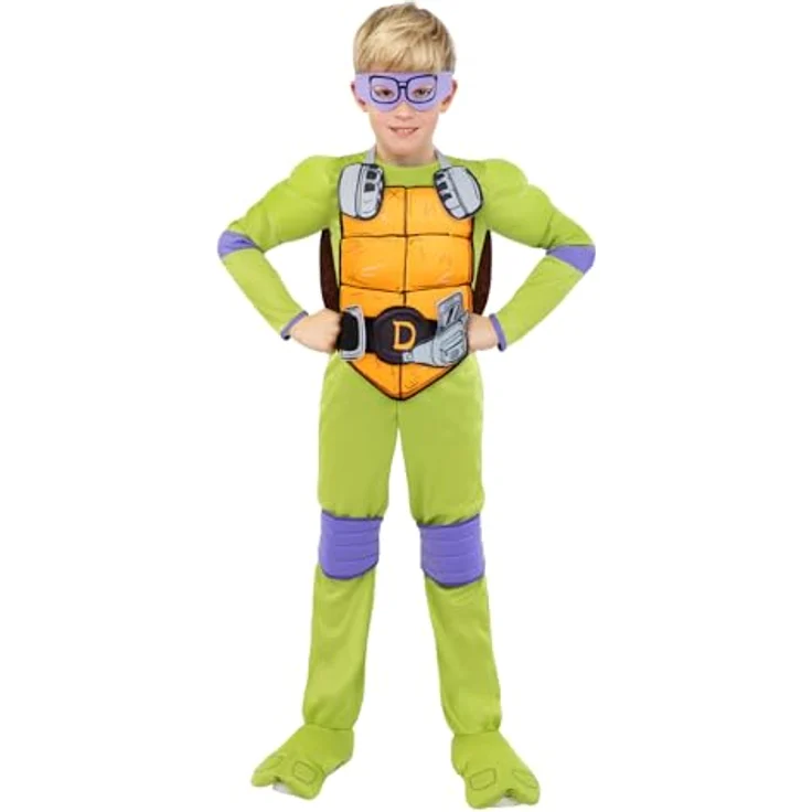 Funidelia Offizielles Donatello Kostüm für Jungen, Ninja Turtles Overall in Grün mit Maske, Panzer, Gürtel und Knieschützern, Größe 3-4 Jahre – Bild 1