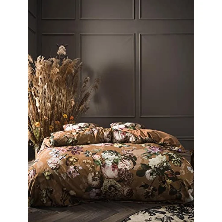 ESSENZA Bettwäsche Fleur Cinnamon, 155x220 + 1x 80x80 cm, 100% Baumwollsatin, burgundy Blumen – Bild 2