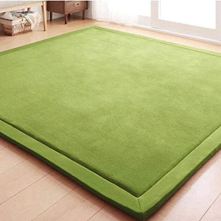 Loartee Samtmatte Teppich Matte, 3 cm dicker Kinderteppich Krabbeldecke in Moosgrün, 120x200 cm, vielseitig einsetzbar für Baby, Kinderzimmer, Schlafzimmer und Yoga – Bild 4