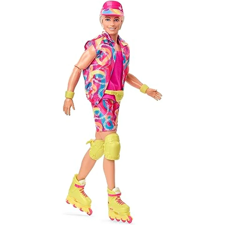 BARBIE THE MOVIE Ken - Sammelpuppe im Neon-Outfit, Skating-Look, Retro-Muster, Impala-Inlineskates, Verpackung mit Spielfilm-Motiven, für Kinder ab 3 Jahren, HRF28 – Bild 2