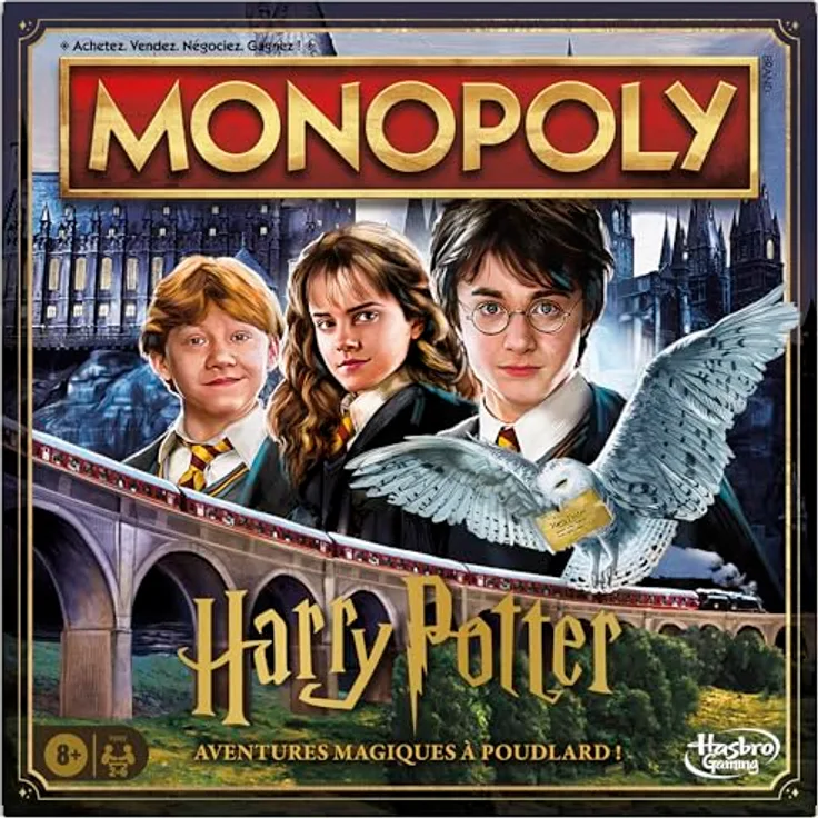 Hasbro Monopoly Harry Potter, Brettspiel mit goldenen Spielsteinen und Hogwarts-Thema