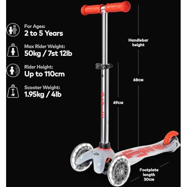 MICRO Mini micro Deluxe Flux LED | Das ORIGINAL | Kinderroller ab 2 Jahren | Inklusive LED Rollen | Transparentes Design – Bild 2