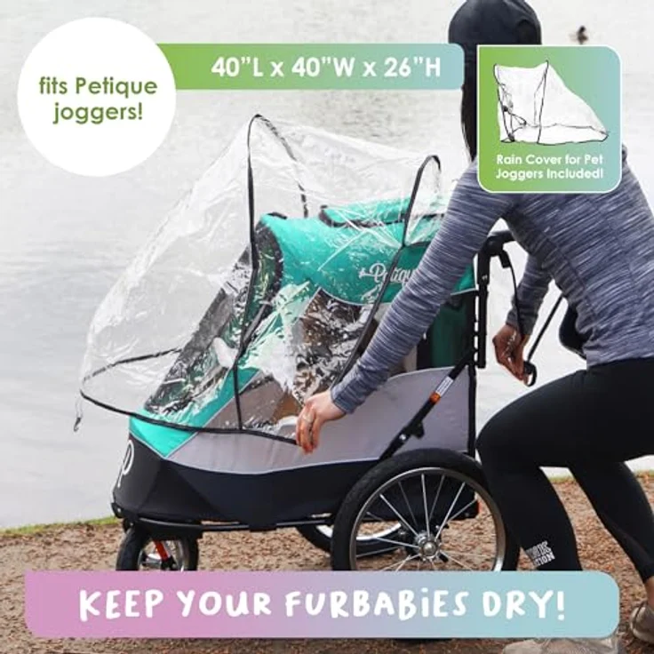 Petique Trailblazer, All-Terrain Hundebuggy für Hunde bis 35 kg, aquablau, mit stoßdämpfenden Rädern und gut belüftetem Mesh – Bild 7