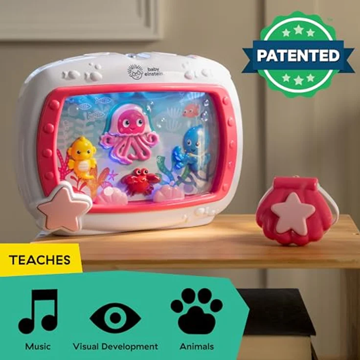 Baby Einstein Sea Dreams Soother, Einschlafhilfe mit 25 Min. Musik & Ozeanklängen, Fernbedienung, rosa – Bild 5