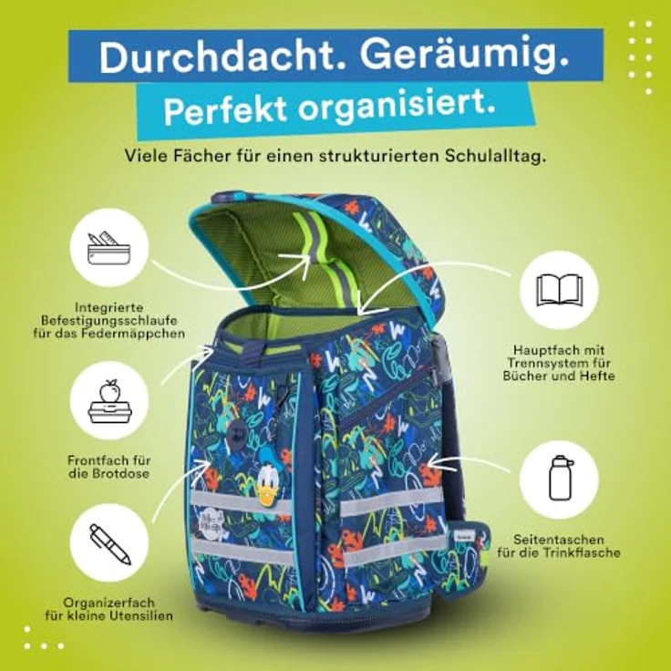 McNeill Schulranzen Perfecto (5-tlg), Polyester, mit reflektierendem Magnetschloss, höhenverstellbaren Gurten, 22 l Volumen – Bild 4