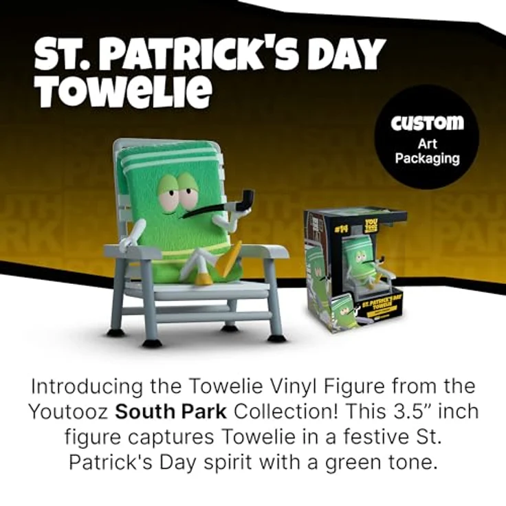 Youtooz South Park St. Patrick's Day Towelie Vinyl-Figur, 8,9 cm, detailliertes Sammelfiguren-Set in festlichem Grünton – Bild 2