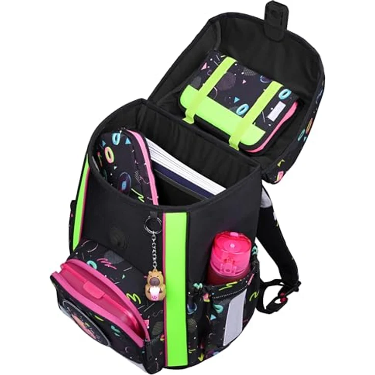 McNeill Schulranzen-Set BRAVO 9tlg. (CAPYBAR), ergonomisch, 21L Volumen, höhenverstellbares ClickFlex-Rückensystem, gepolsterte Schultergurte, inkl. gefülltem Etui, Sportbeutel, Trinkflasche und mehr – Bild 4