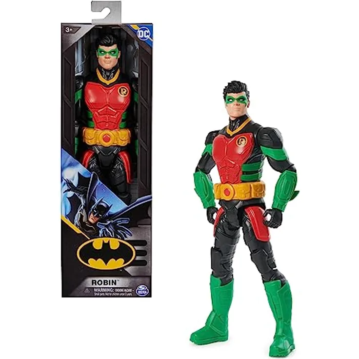 DC Comics, Robin Action-Figur, 30 cm groß,voll beweglich für spannende Abenteuer und actionreiche Stunts, Spielzeug für Kinder ab 3 Jahren
