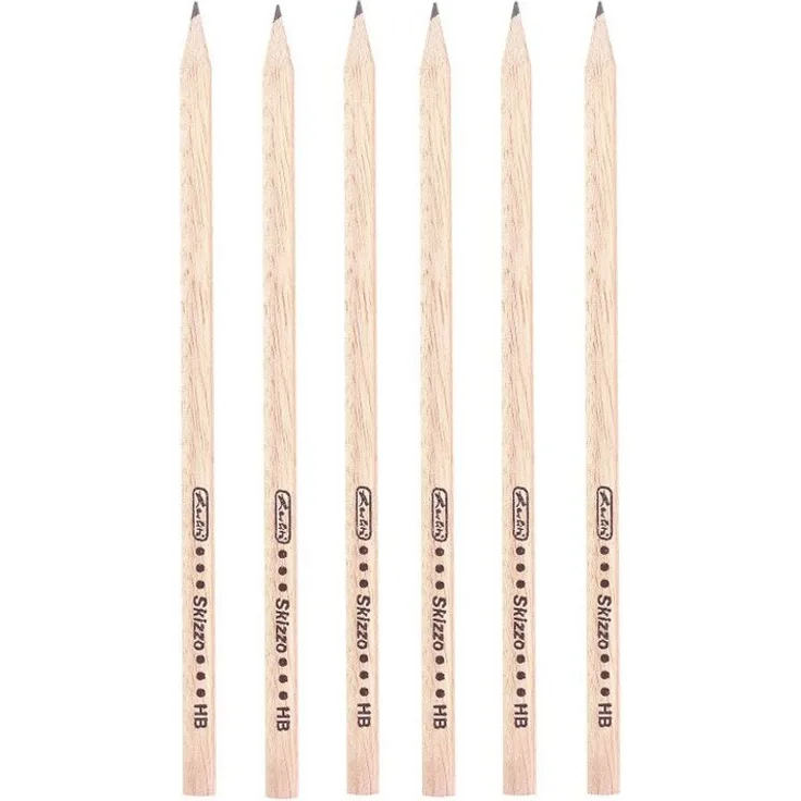 Herlitz Bleistift 12er Set, HB, bruchsichere Graphitmine, aus Naturholz, sechskantform