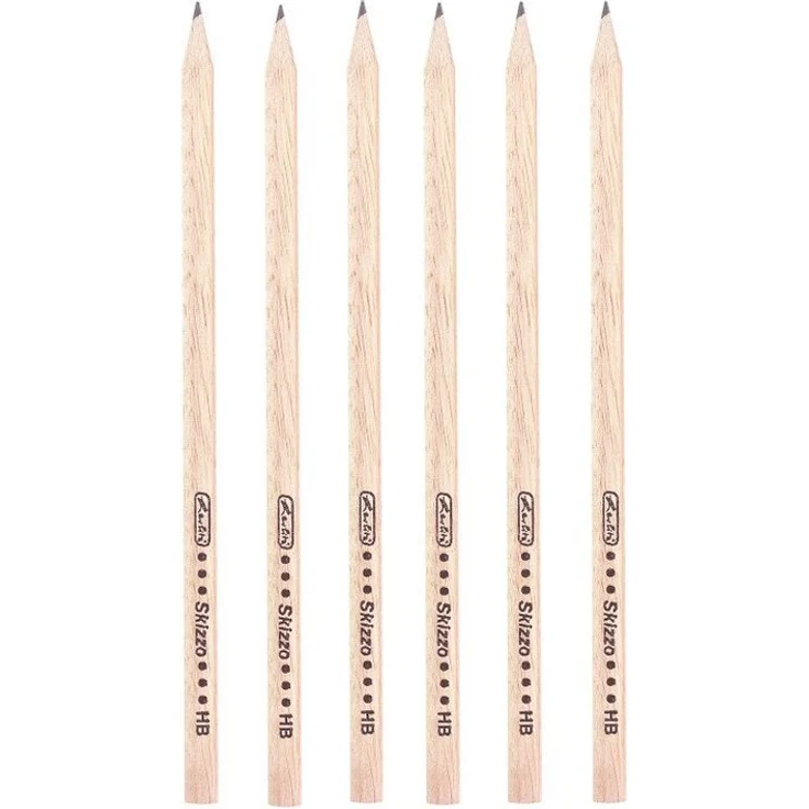 Herlitz Bleistift 12er Set, HB, bruchsichere Graphitmine, aus Naturholz, sechskantform