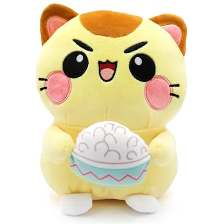 Joytoy Funny Cats 24179, Plüschkatze mit Reis, 25 cm, gelb-grün – Bild 2
