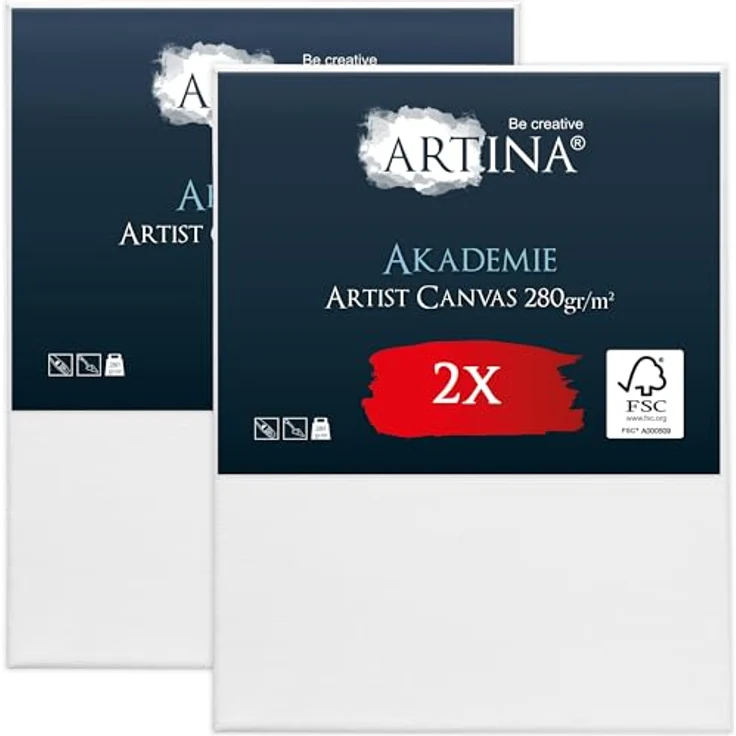 Artina Keilrahmen Leinwand 40x50 cm, 2er Set aus 100% Baumwolle, bespannt, FSC® zertifiziert für Acrylfarben – Bild 1