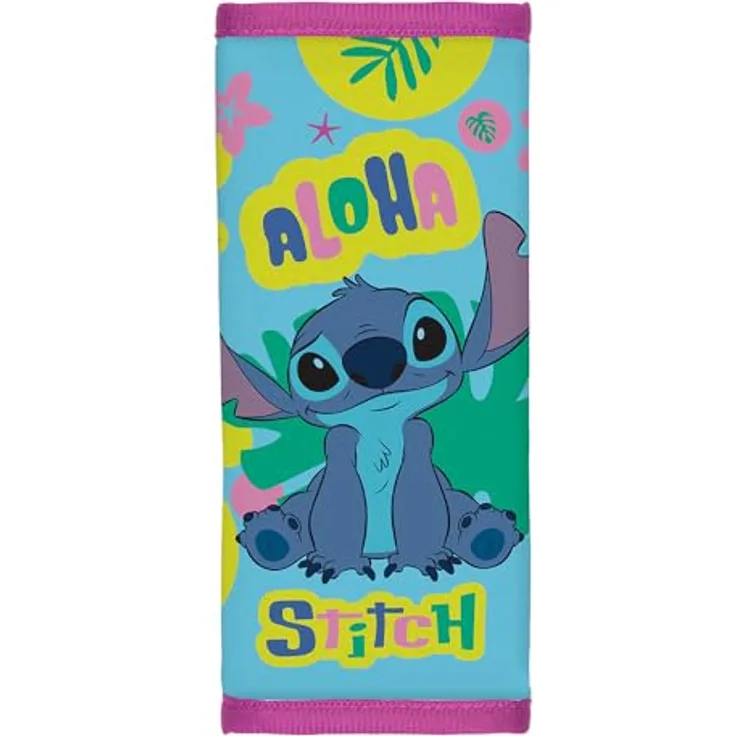 Seven Polska Kinder Sicherheitsgurt Cover „Stitch“, Weiches Gurtpolster in Türkis mit Aloha für Komfort & Schutz