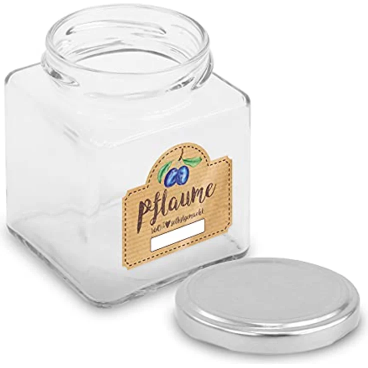 itenga 50x Marmeladen Etikett Pflaume, selbstklebende Sticker aus hochwertigem Papier, 4,5x3,8 cm, 100% selbstgemacht, braun, beschriftbar – Bild 3