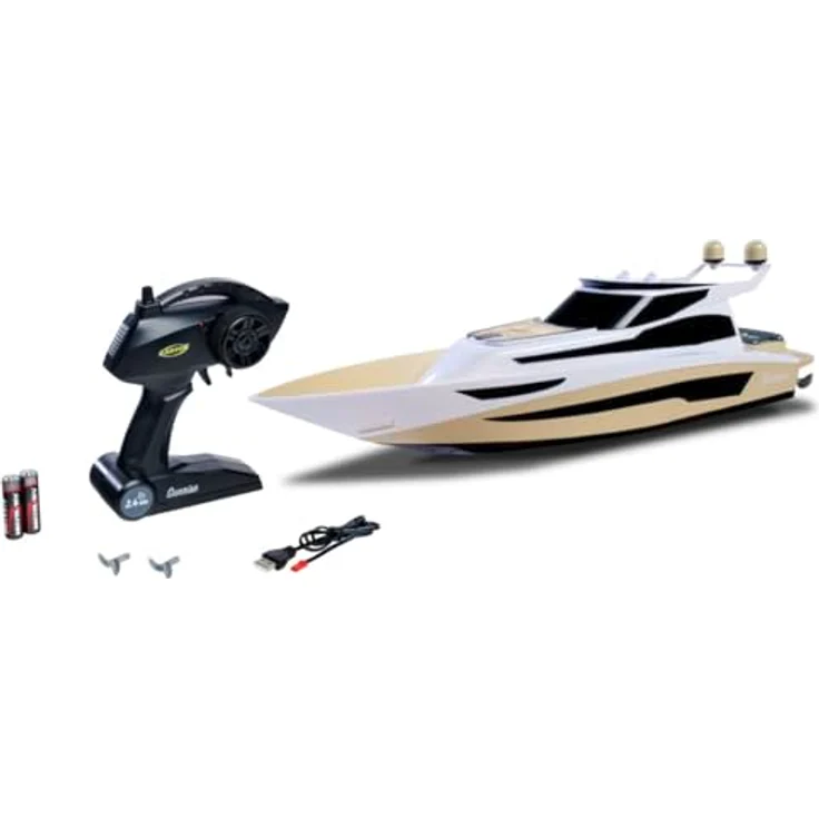 Carson RC Yacht Hurikan 2.4G, ferngesteuertes Boot in Sandfarben und Weiß mit bis zu 40 Minuten Fahrzeit und 50 m Reichweite, 100% RTR – Bild 1