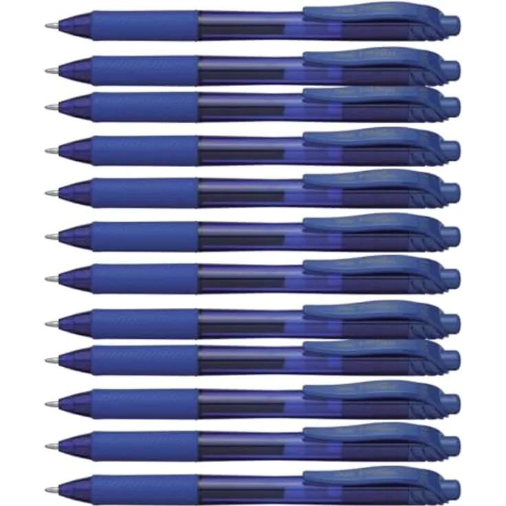 Pentel Gel-Tintenroller EnerGel BL 110, Druckmechanik, schnell trocknende Tinte, 0,5 mm Strichstärke, Blau, 12 Stück