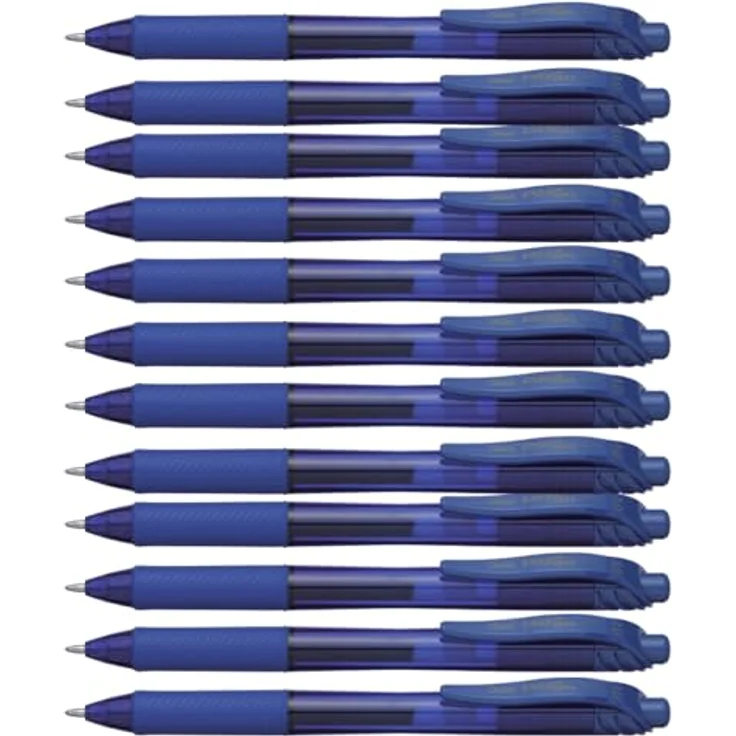 Pentel Gel-Tintenroller EnerGel BL 110, Druckmechanik, schnell trocknende Tinte, 0,5 mm Strichstärke, Blau, 12 Stück – Bild 1