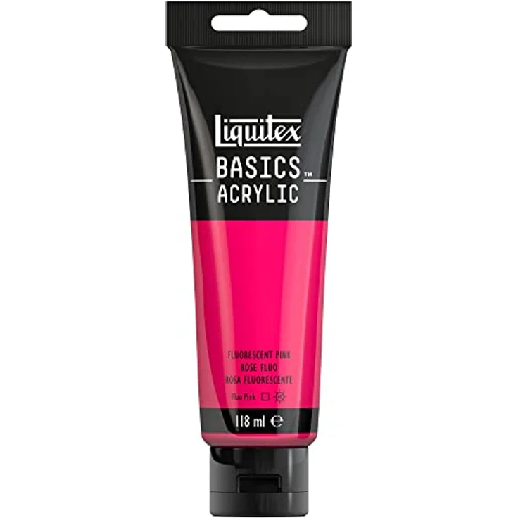 Liquitex Basics Acrylfarbe Rosa Fluo – 118ml Tube, lichtecht, mittlere Viskosität, seidenglänzend, monopigmentiert, Archivqualität – Bild 1