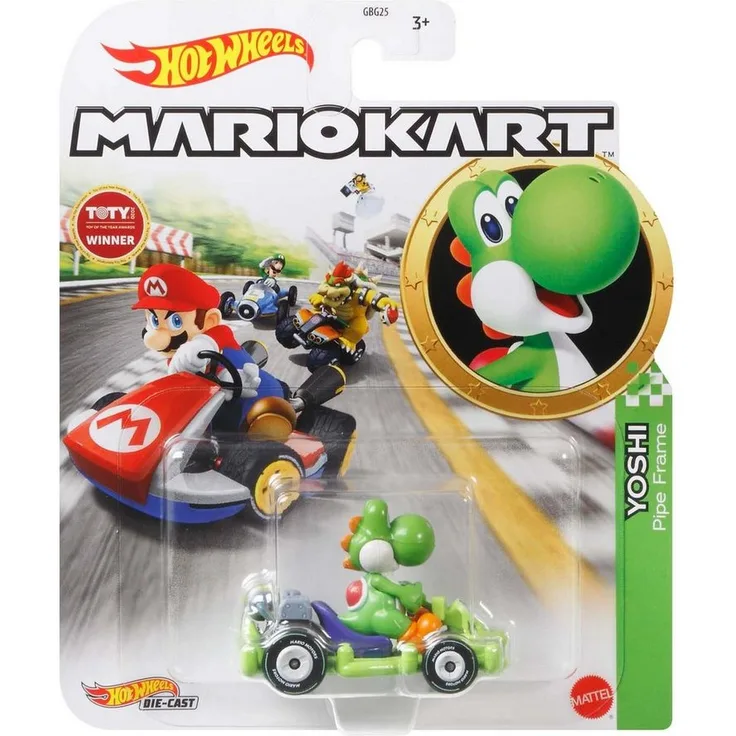 Mattel GmbH Hot Wheels Mario Kart 1:64 Die-Cast Spielzeug-Auto Yoshi Pipe Frame – detailgetreues Fahrzeug aus dem Mario Kart Videospiel